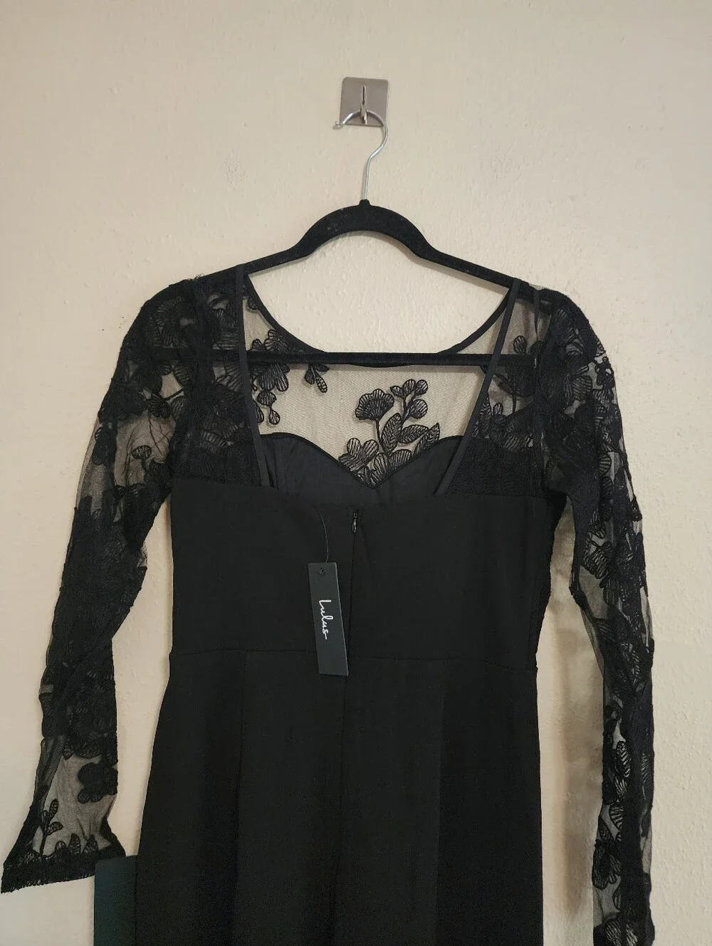 Lulus Write Your Own Romance Black Embroidered Long Sleeve Jumpsuit Wedding